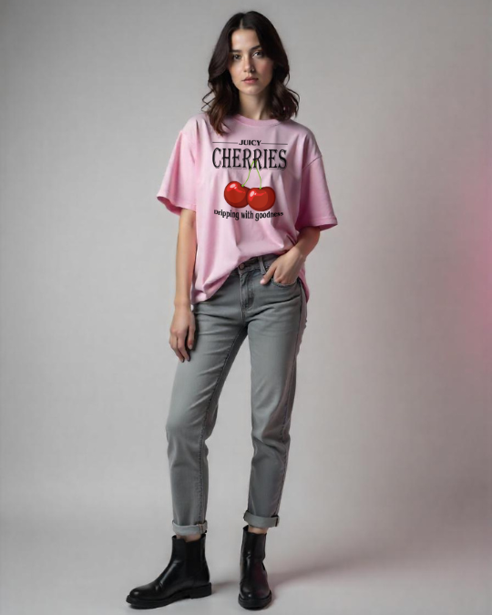Cherry Oversized Classic Female T-Shirt