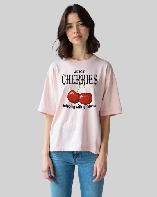 Cherry Oversized Classic Female T-Shirt